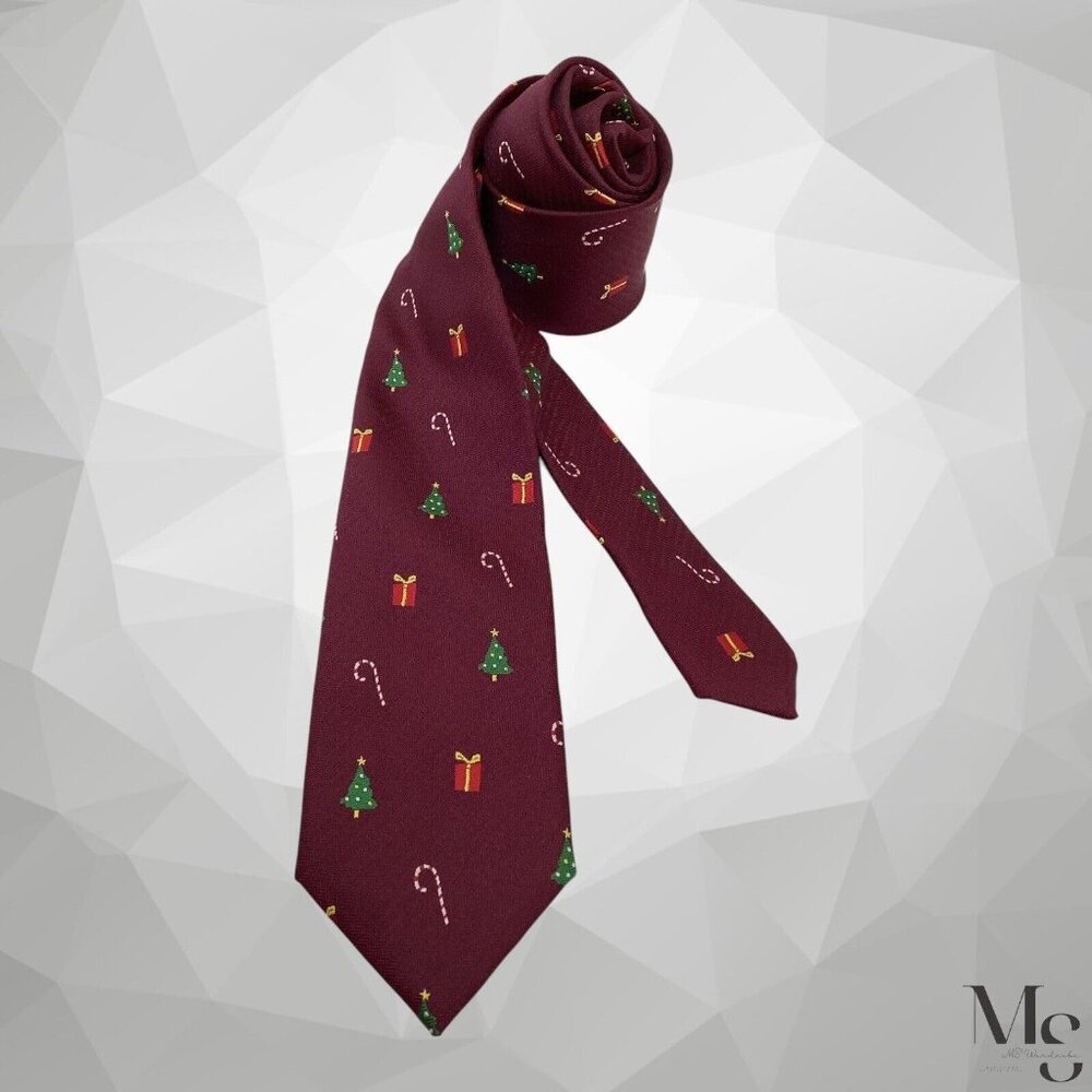 JACK & JONES Burgundy Chrismas Themed Polyester Tie W: 2.75" EX CD